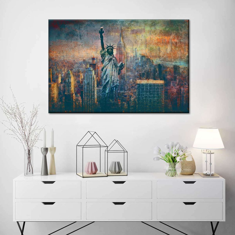 " Grunge Liberty Statue " by PaintboxJenny, 8" H x 12" W x 1" D