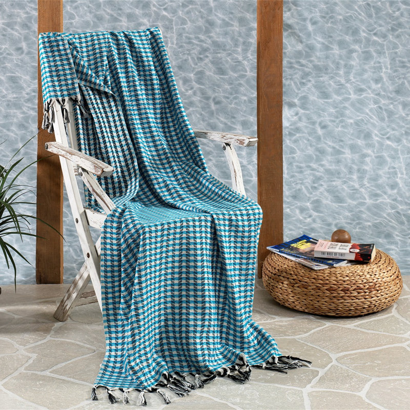 Nolasco Beach Towel, Turquoise/Black