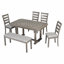 Ensemble de table de salle à manger 6 pièces en bois d'hévéa avec placage en bois massif et coussin moelleux-99821590