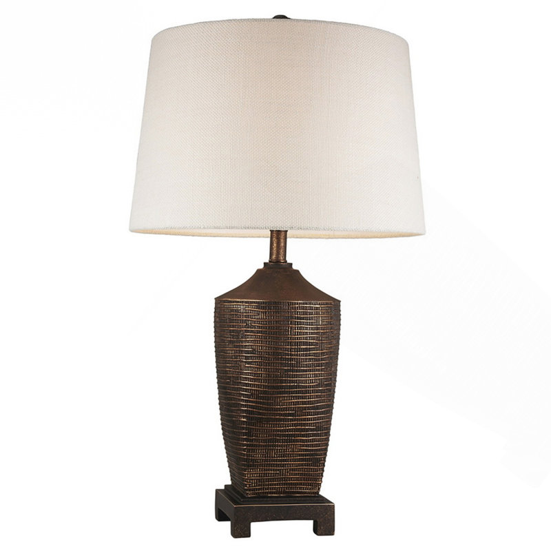 30" Tall Polyresin Table Lamp "Kayan", Bronze Rustic Finish