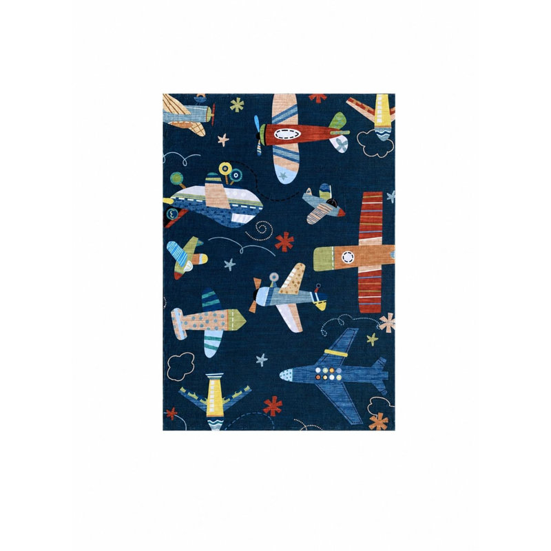 Tapis 7 pi x 10 pi juvénile bleu marine et orange