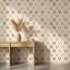 Papier peint géométrique en forme de fer à cheval, fresque murale beige.-501401152