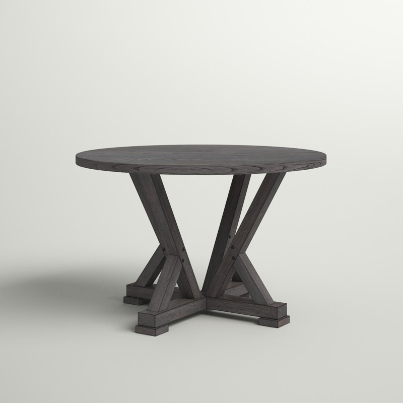 Transitional Harbor Gray Round Wood Dining Table, Seats 4