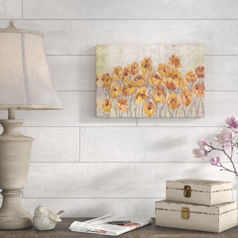 Golden Sunset Flowers - reproduction sur toile, H 12 po x l 18 po