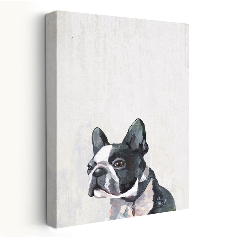 Chiot Frenchie, réalisme animalier contemporain, H 48 po x l 32 po
