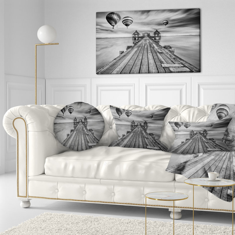 Coussin Sea Wood Bridge à Port entre Sunrise Bridge, Rectangle, 12 po x 20 po
