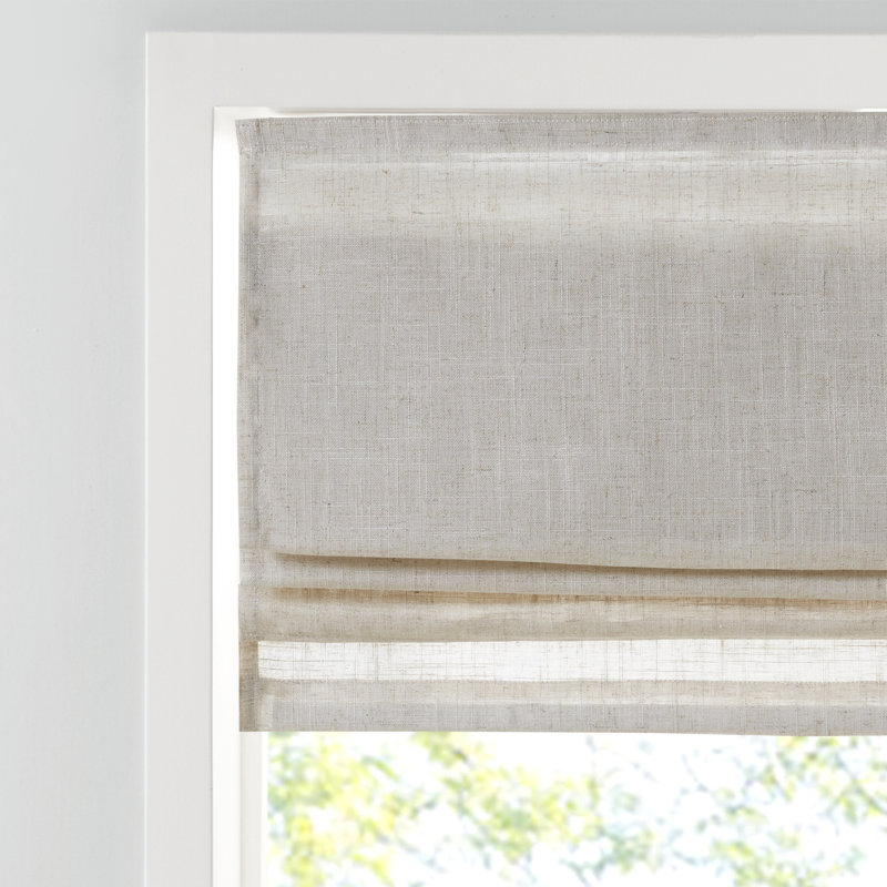 Kyler Linen Blend Light Filtering Single Roman Shade, Natural, 35"W x 64"L