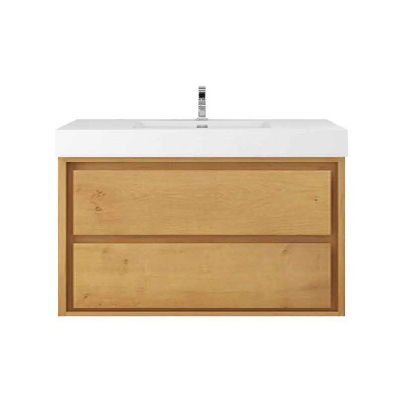 Ensemble de meuble-lavabo simple mural 42 po Azden, Chêne clair