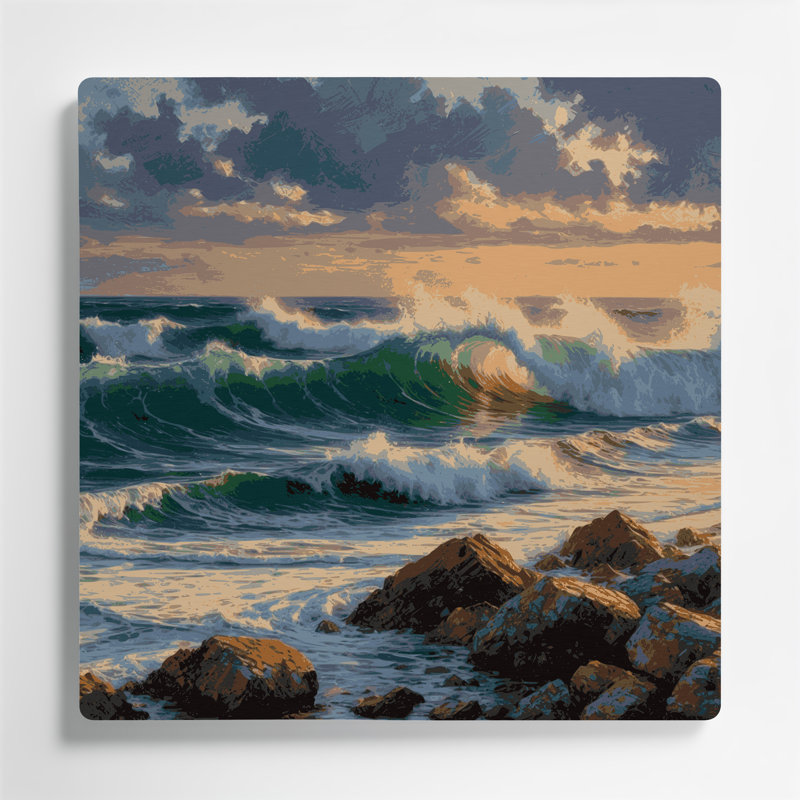 Art mural en métal Coastal Atlantic Shoreline, H 12 po x l 12 po