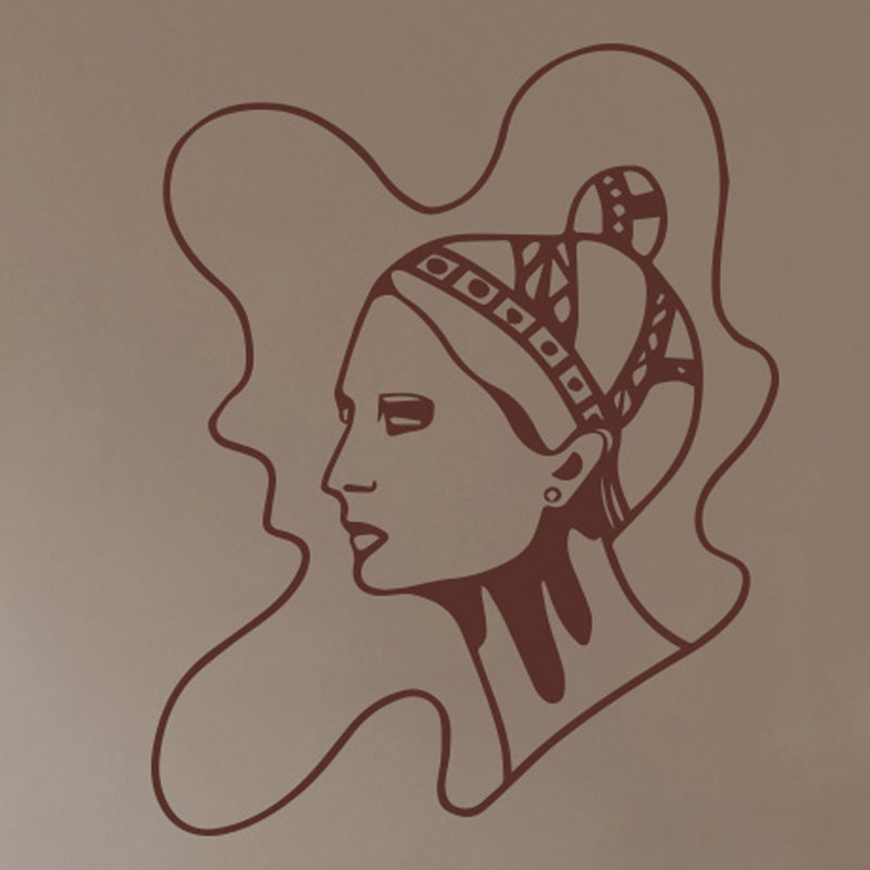 Art Nouveau Women Wall Sticker, Large, Brown