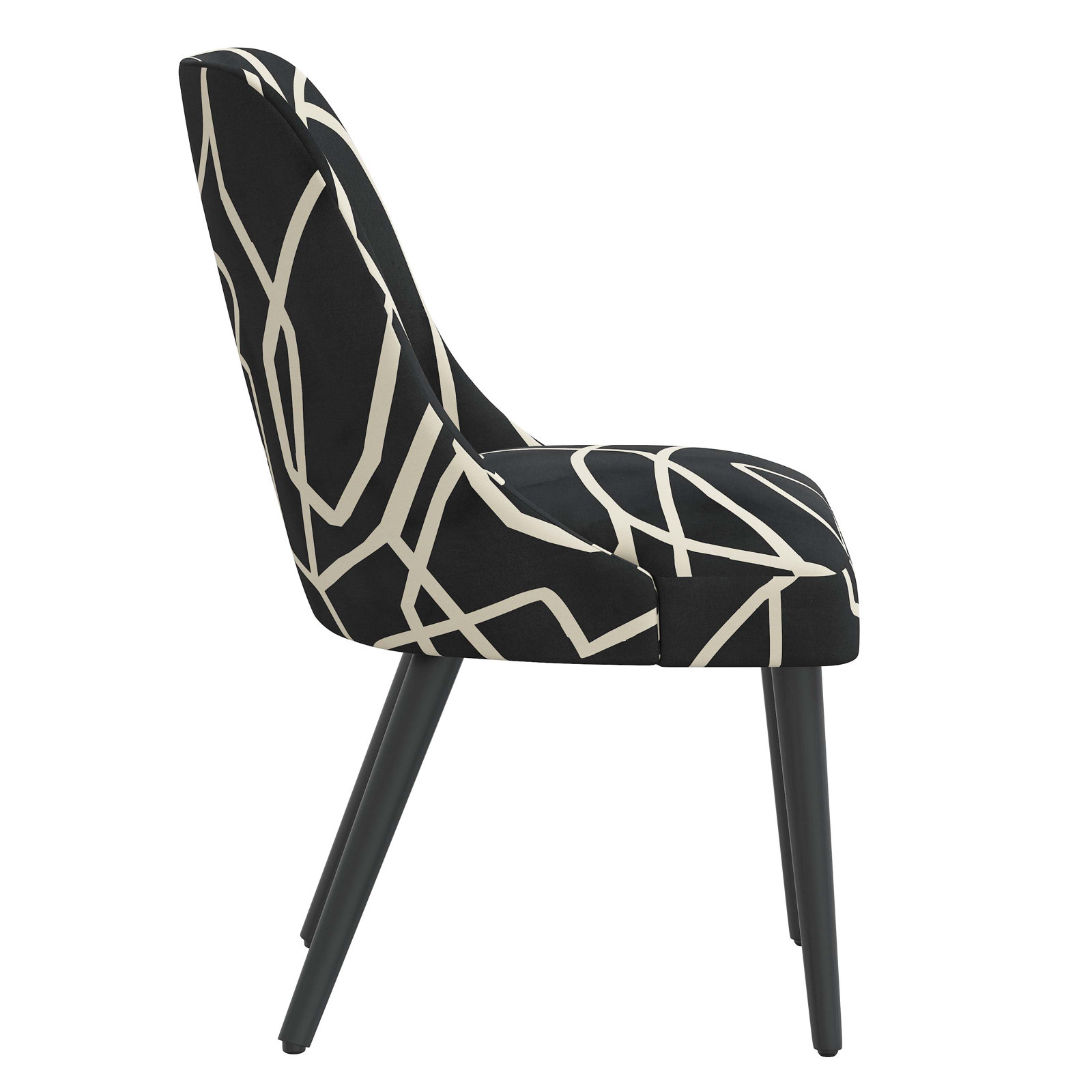 Pensford Upholstered Parsons Chair, Mona Abstract Black, Black Wood
