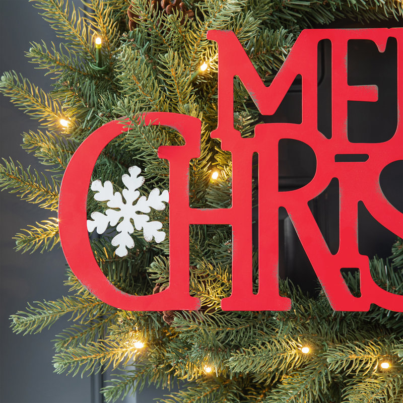 Red Iron Merry Christmas Outdoor Wall Sign