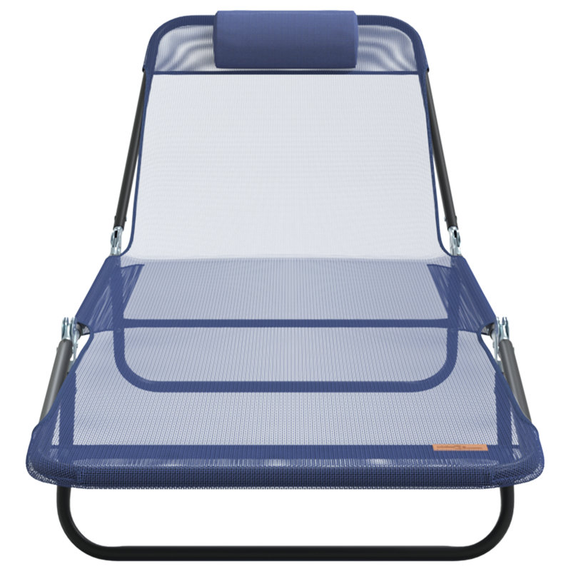 vidaXL Folding Sun Lounger Folding Textilene Outdoor Chair Garden Recliner, Navy