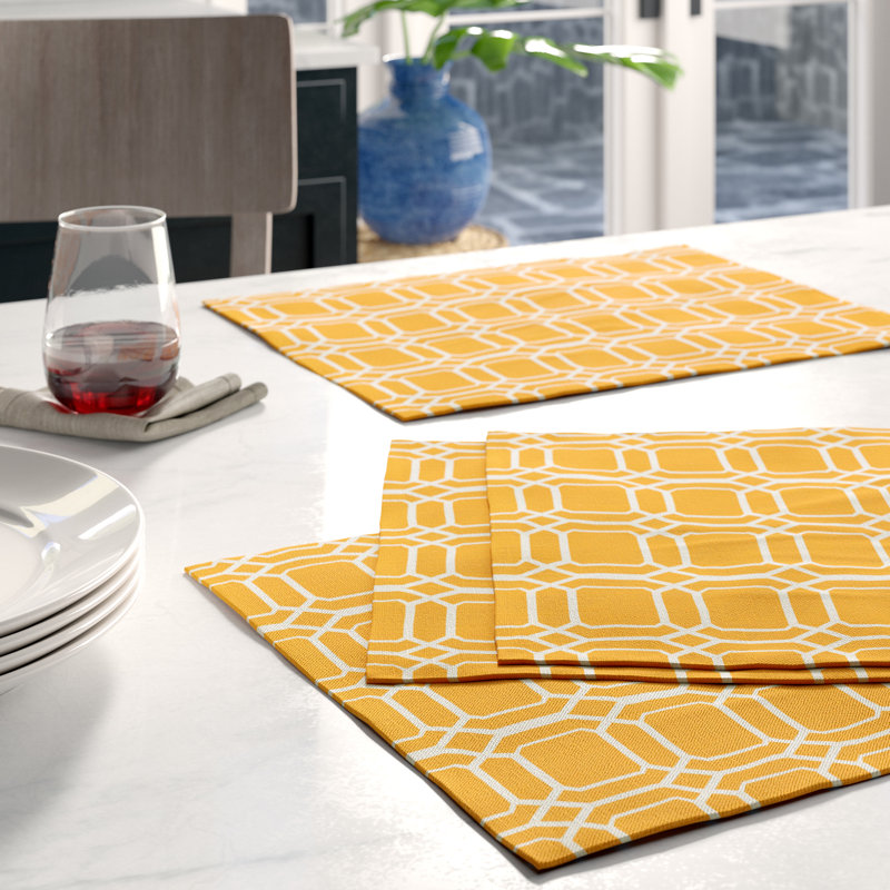 Ensemble de napperons 4 pièces Synthia, Jaune