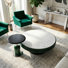 Ensemble de tables basses Modern White Stone & Wood - Table basse ronde avec table d'appoint pour le salon