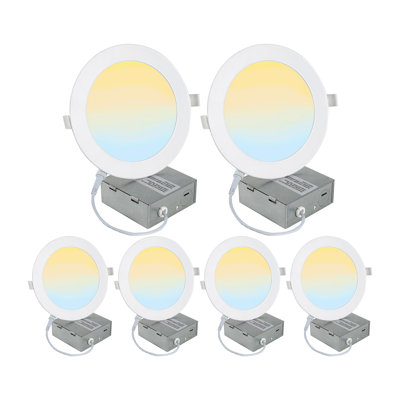 6'' Selectable Color Temperature Dimmable Air-Tight IC Rated LED Canless Recessed Lighting Kit