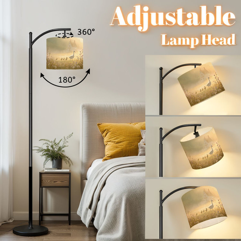 Lampe sur pied à arc avec abat-jour ajustable Lampe sur pied de campagne sauvage et fleurie Wilde Ducklings