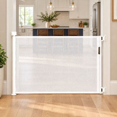 Barrière réglable pour bébé, barrière pour bébé ou barrière pour chien, 33 pouces de haut, extensible jusqu'à 36 pouces de large, barrière de sécurité pour enfants adaptée aux portes, aux escaliers, aux couloirs, intérieur / extérieur (noir / blanc / gris)