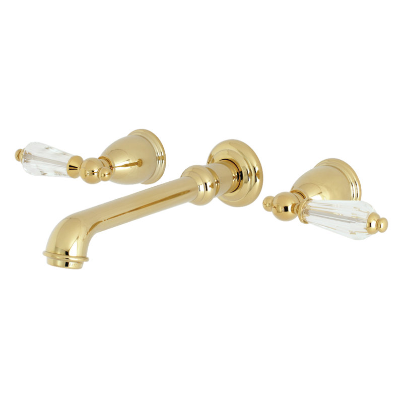 Kingston Brass Wilshire Two-Handle 3-Hole Wall Mount Bathroom Faucet, Polished Brass