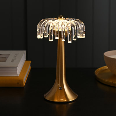 Crystal USB LED Touch Table Lamp with Bronze Base & Trim