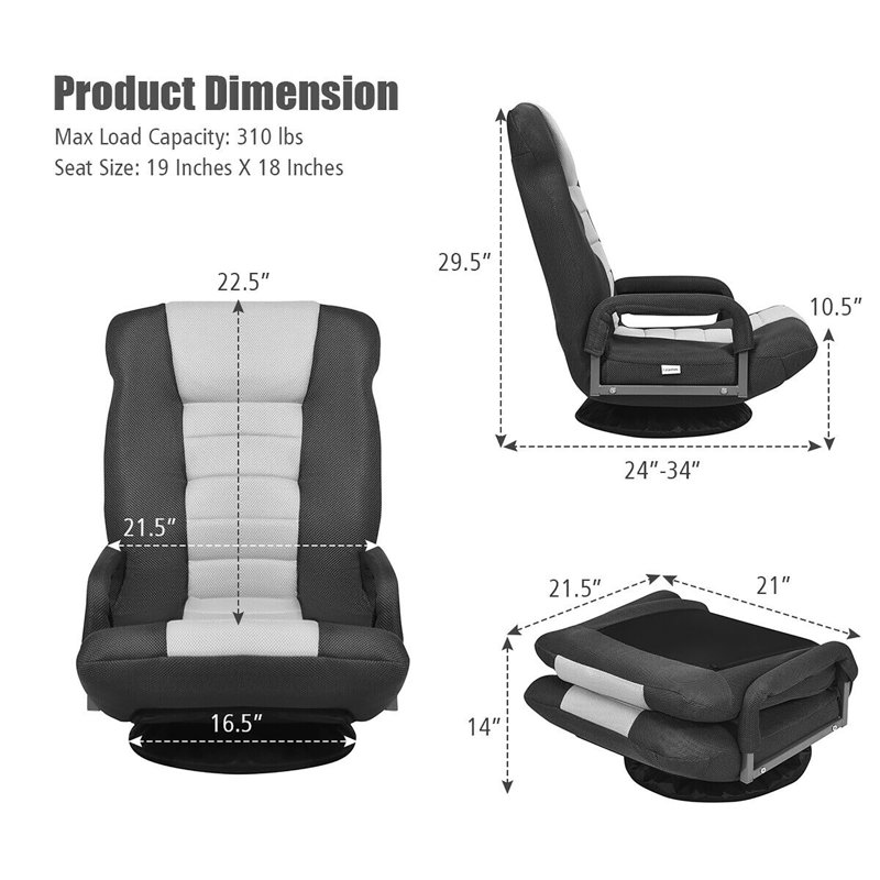 Latitude Run® Game Chair, Dark Gray/Light Gray
