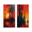 «Red Orange Industrial Industrial Landscape I - Factories», ensemble d'art mural 2 pièces-18295632-18295642-18295643