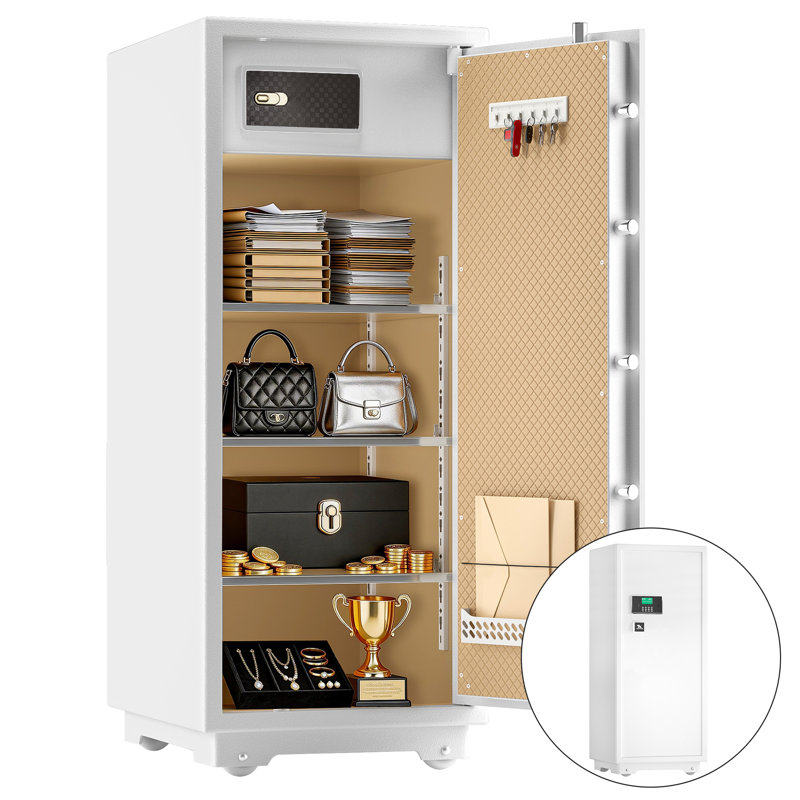 Tigerking 17,6 pieds cubes pi. Coffre-fort robuste avec double serrure à clé de sécurité double et boîte de verrouillage séparée pour bureau à domicile, 235 lb, blanc