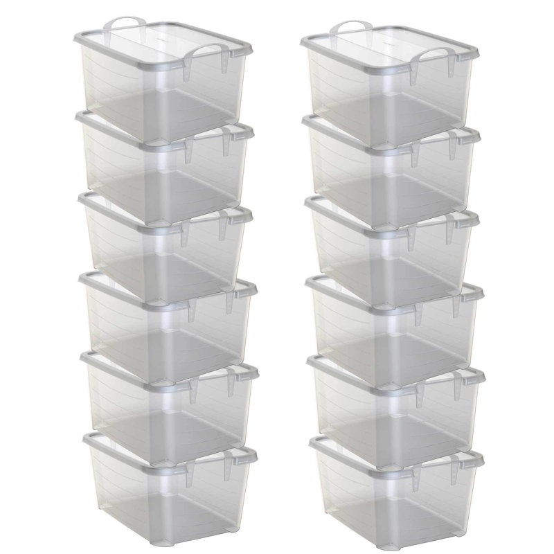 Life Story 55 Quart Stackable Storage Bin, Light Duty Container, Clear, 12 Pack, Clear, 55