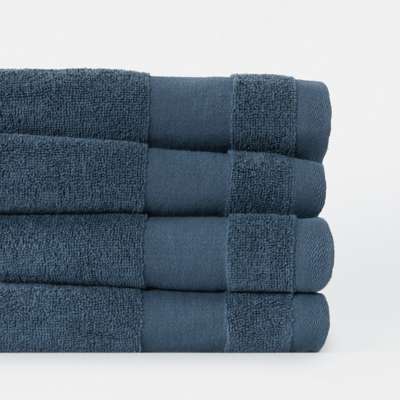 Ensemble de 4 essuie-mains 100% coton, Bleu marine