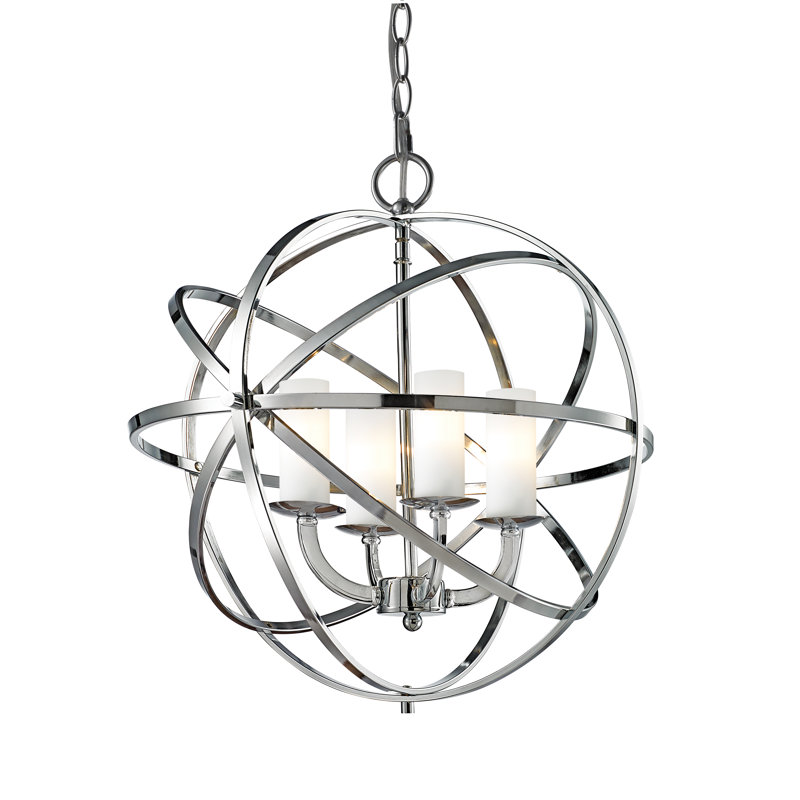 Grammont 4 - Light Dimmable Globe Chandelier, 19.29" H x 18.31" W x 18.31" D, Chrome
