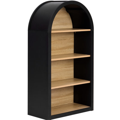 Black Arched 4 Storage Shelf, 43" Height, Stylish Appearance, Stable Build, Suitable For Home Decor Tall Bookcase, Storage, Elegant Design, , Tipping, Versatile Decorative Piece