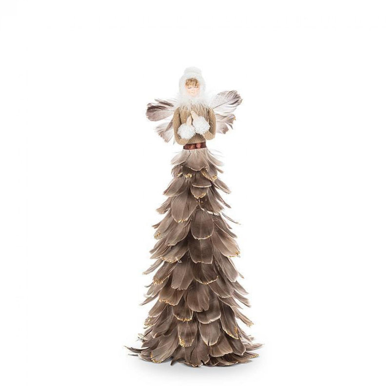 Statuette ange avec jupe en plumes