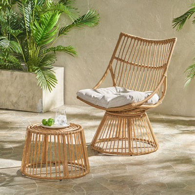 Fauteuil club d'extérieur avec table d'appoint