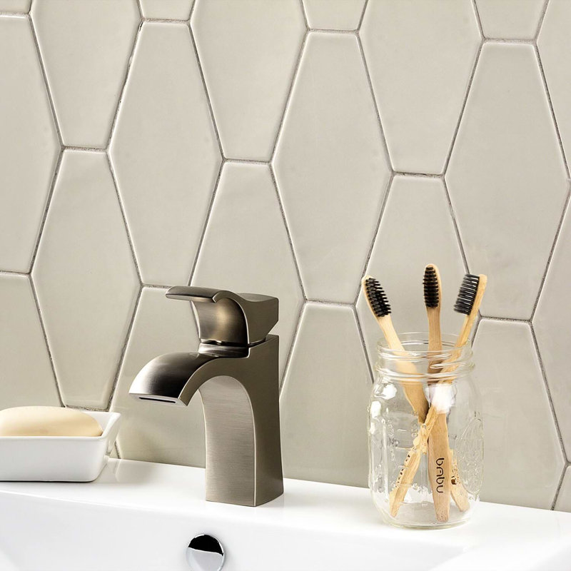 Manchester 4x8 Hexagon Glossy Ceramic Tile, Dove Gray
