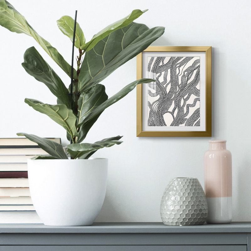 Dots and Dashes I -Framed Print, 25.5" H x 17.5" W, Gold