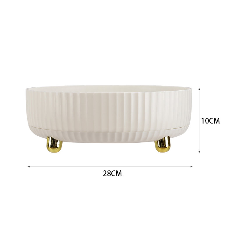 Round desktop storage tray, pearl white