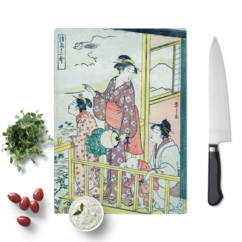 Tempered Glass Admiring the View by Chobunsai Eishi Chopping Board, 28.5cm W x 20cm L