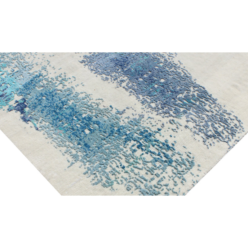 Hand Knotted Abstract Area Rug, Rectangle 9' x 12'