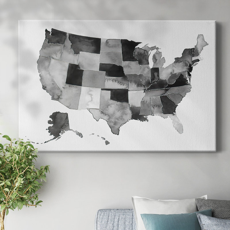 «USA in Watercolor II», toile tendue avec châssis, H 12 po x l 18 po