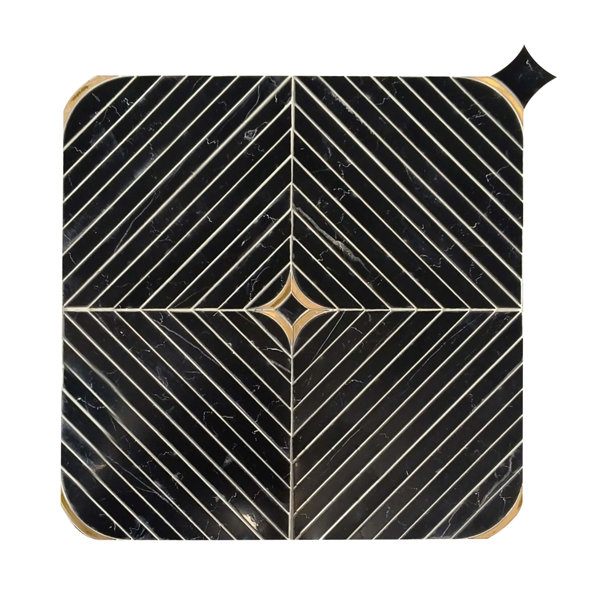 Nero With Brass 12-In X 12-In Waterjet Mosaic Floor And Wall Tile(1-Sq. Ft/ Piece)
