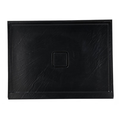 Receveur de douche en acrylique noir 60 po x 36 po, seuil unique, bonde centrale, antidérapant, fini résistant aux égratignures