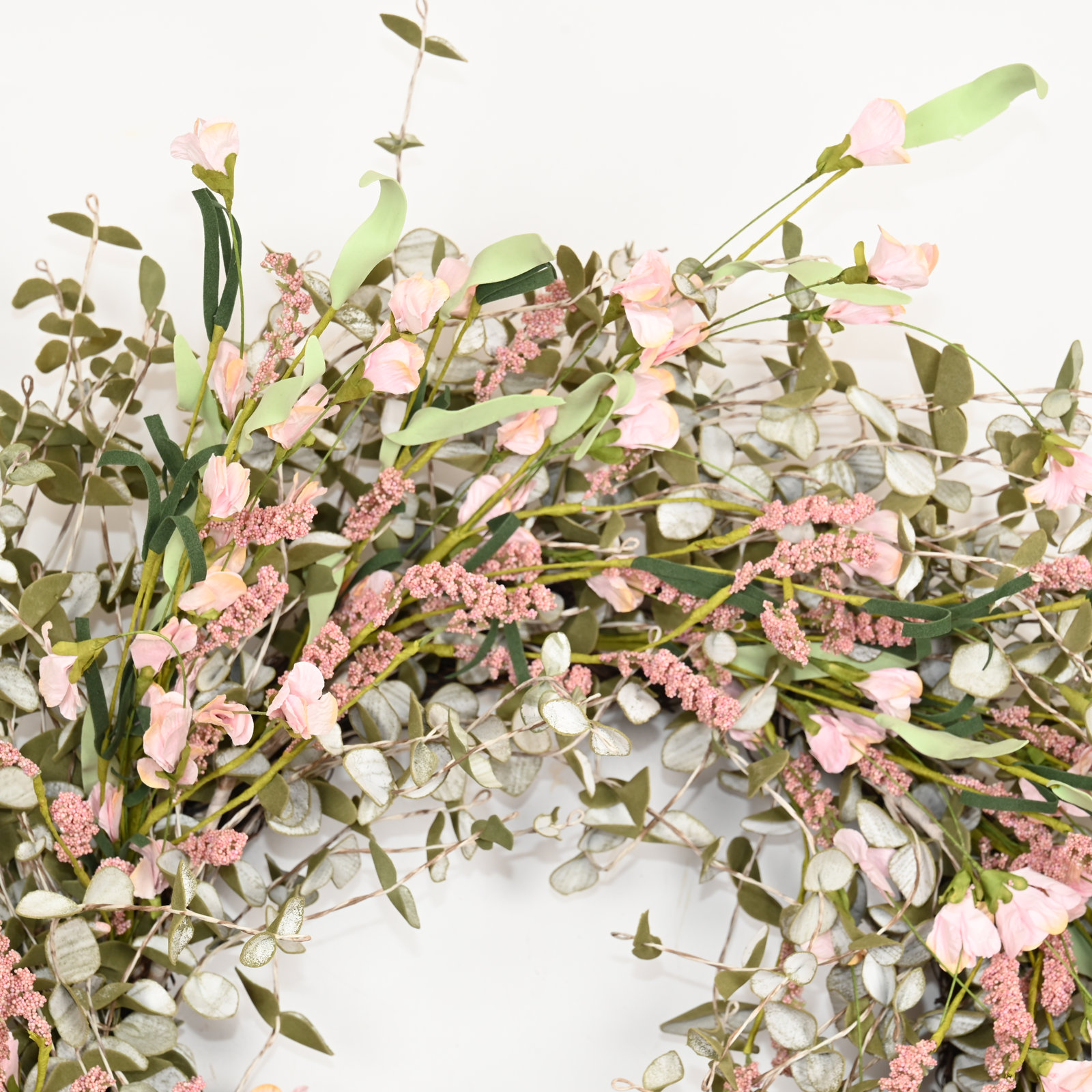 26" Handcrafted Mini Eucalyptus Wreath, Cream