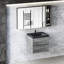 Meuble-lavabo flottant 24 po. Armoire grise avec lavabo à sable en quartz noir. Évier encastré 24 po. Bassin résistant aux taches. Tiroirs à fermeture en douceur. Espace de rangement.