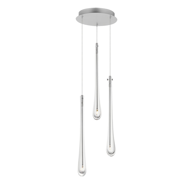Luminaire suspendu à 3 lumières, Nickel satiné