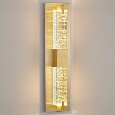 LED Wall Sconce Light: 19 Inch Gold Modern Sconces Wall Lighting 3000K Dimmable Crystal Wall Lamps Indoor Bathroom Sconce Wall Mount Light