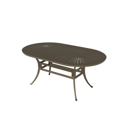Table de salle à manger ovale 72 po x 42 po en fonte d'aluminium thermolaquée avec trou pour parasol