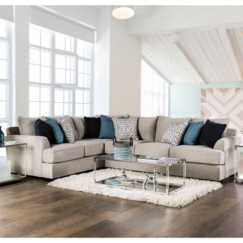Araujo Left Hand Facing Upholstered Sectional, Gray Chenille