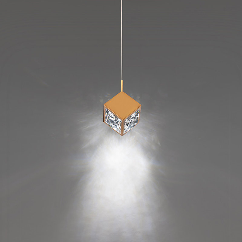 Ice Cube 1 - Light LED Single Pendant, Aged Brass
