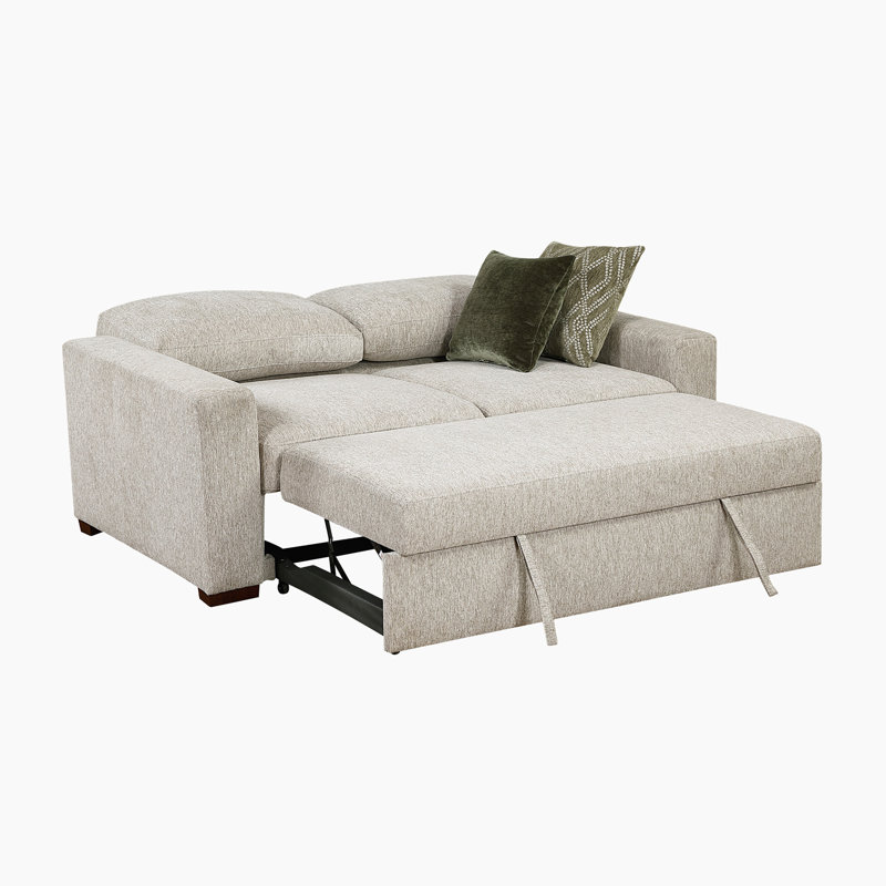 Causeuse en microfibre 2 places avec lit escamotable et dossier escamotable 78 po., Sauge sable