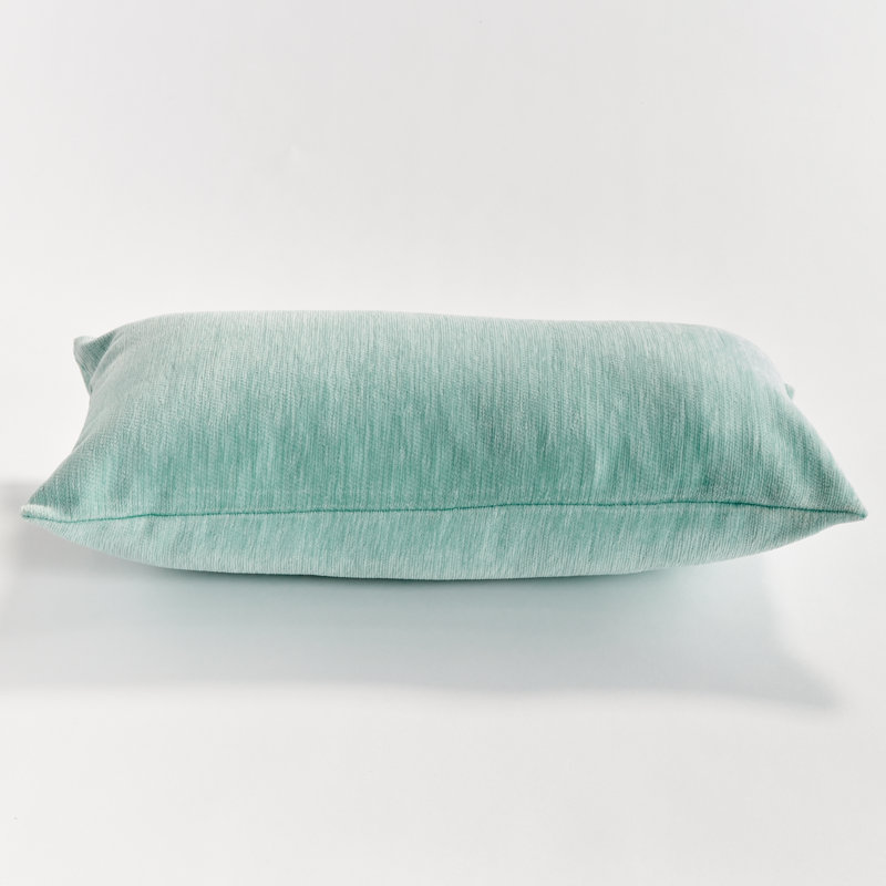 Suri Polyester Indoor/Outdoor Pillow Cover & Insert, 12"H x 22"W, Seafoam/White, Rectangular